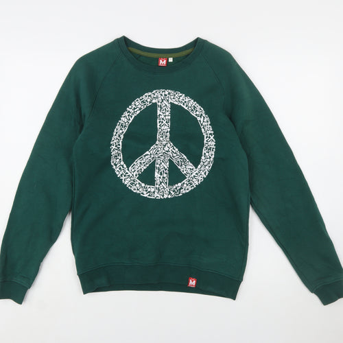 Mlabbas Womens Green Peace Graphic Pullover Sweatshirt XS