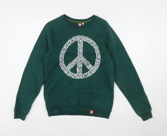 Mlabbas Womens Green Peace Graphic Pullover Sweatshirt XS