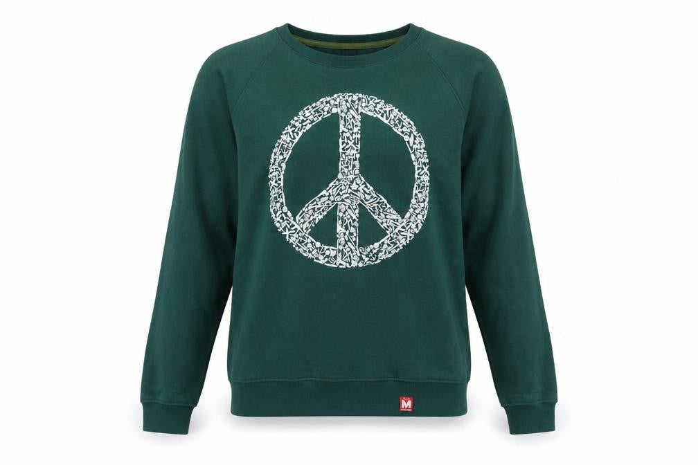 Front view of Mlabbas women’s green peace graphic pullover sweatshirt xs
