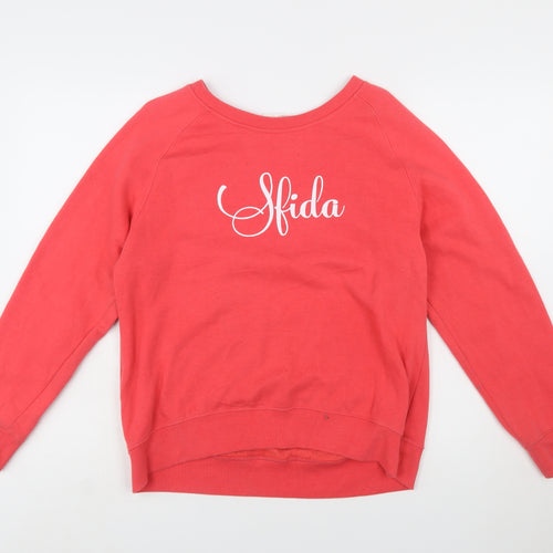 Sfida Women Red Crew Neck Pullover Sweatshirt Size 14
