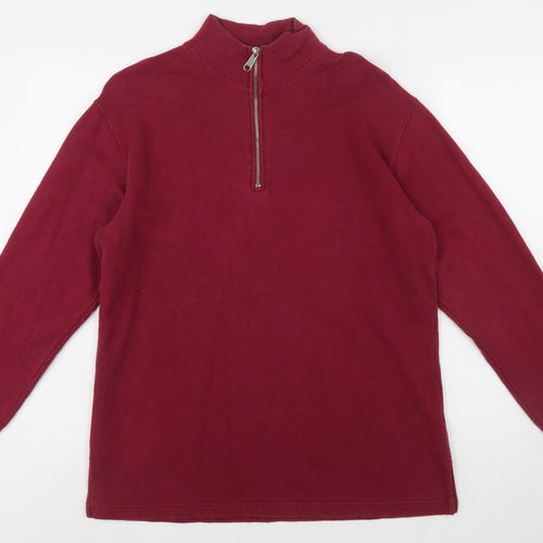 Eddie Bauer Womens Burgundy 1/4 Zip Cotton Sweatshirt Size S