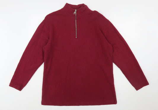 Eddie Bauer Womens Burgundy 1/4 Zip Cotton Sweatshirt Size S