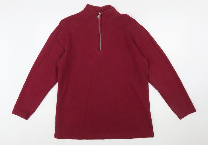 Eddie Bauer Womens Burgundy 1/4 Zip Cotton Sweatshirt Size S