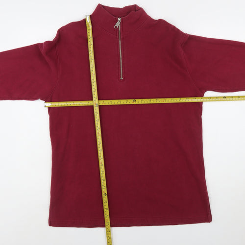 Eddie Bauer Womens Burgundy 1/4 Zip Cotton Sweatshirt Size S