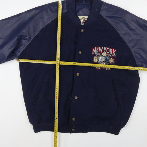 Steve & Barry's Men's Blue Varsity Jacket L Wool Acrylic PVC Retro New York