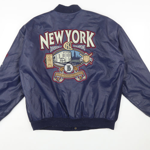 Steve & Barry's Men's Blue Varsity Jacket L Wool Acrylic PVC Retro New York