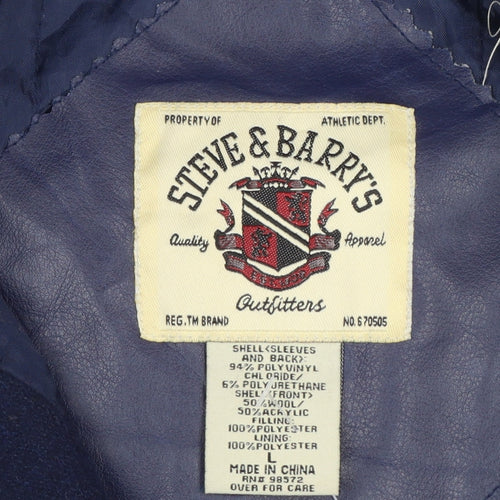 Steve & Barry's Men's Blue Varsity Jacket L Wool Acrylic PVC Retro New York