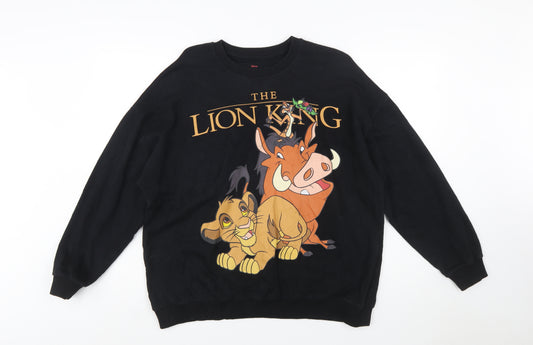 Pull & Bear Women Black The Lion King Sweatshirt Size 12 Cotton
