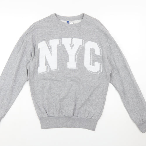 H&M Divided Women's Grey NYC Sweatshirt XS Cotton Blend Casual