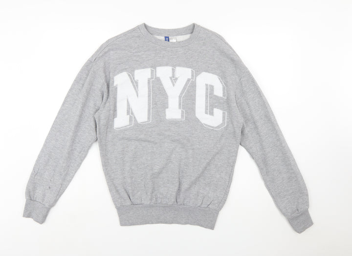 H&M Divided Women's Grey NYC Sweatshirt XS Cotton Blend Casual