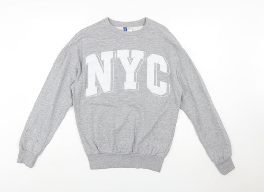 H&M Divided Women's Grey NYC Sweatshirt XS Cotton Blend Casual