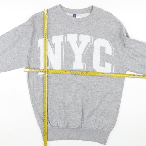 H&M Divided Women's Grey NYC Sweatshirt XS Cotton Blend Casual