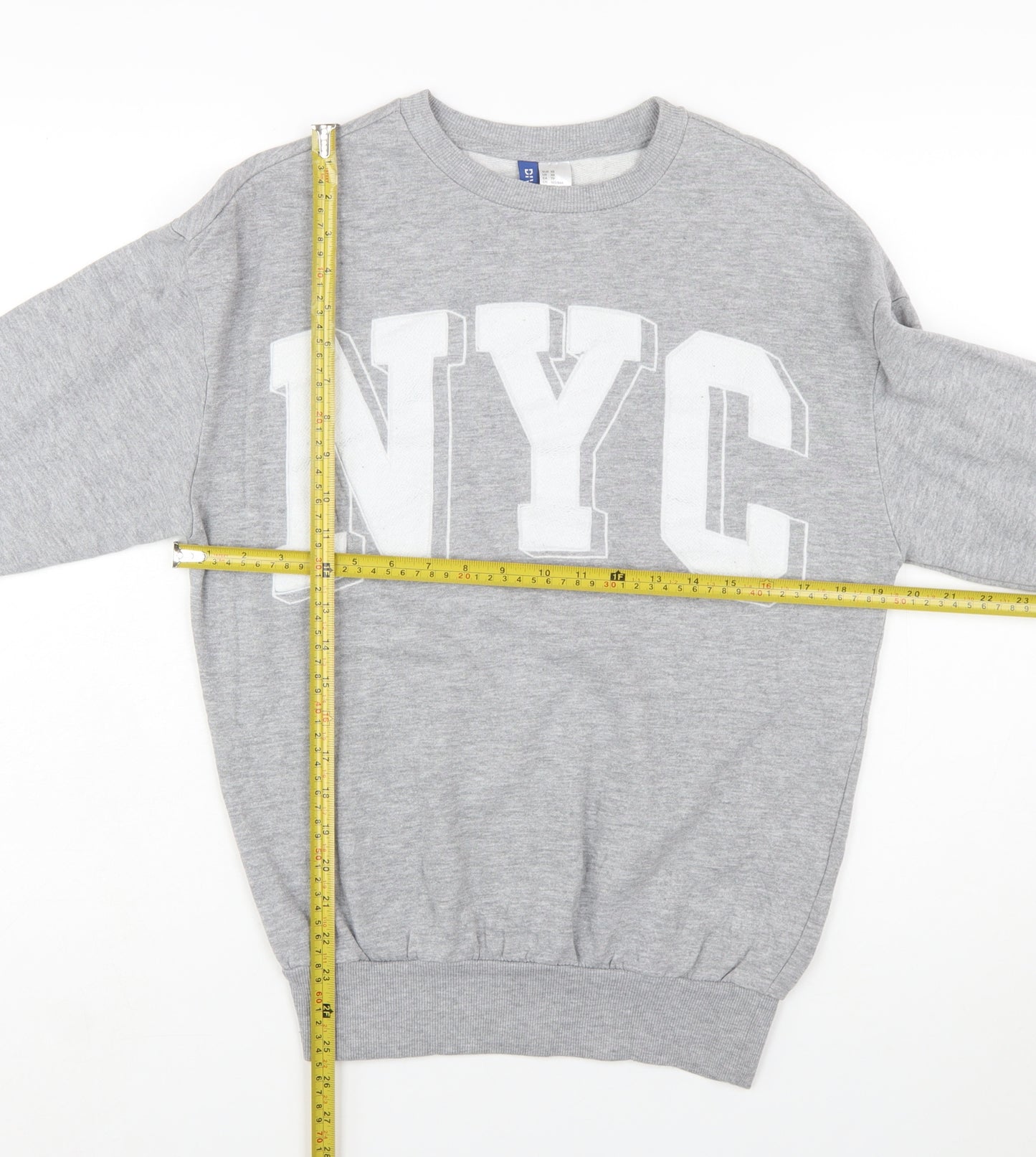 H&M Divided Women's Grey NYC Sweatshirt XS Cotton Blend Casual