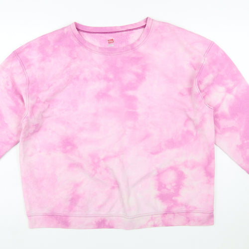 Hanes Women Pink Tie Dye Pullover Sweatshirt XL Cotton Casual