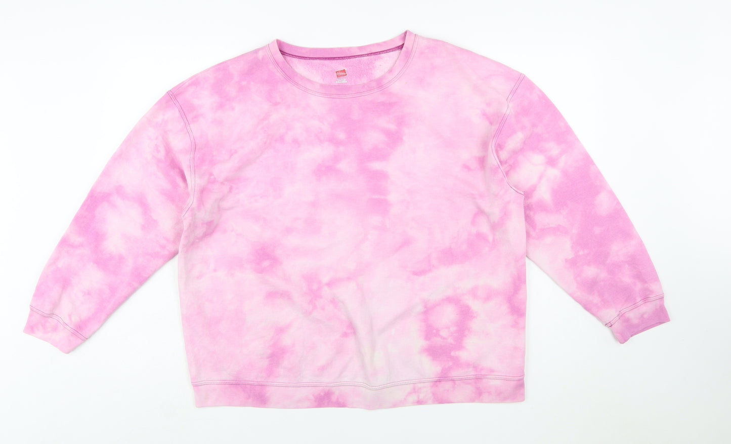 Hanes Women Pink Tie Dye Pullover Sweatshirt XL Cotton Casual