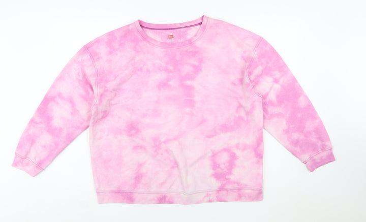 Hanes Women Pink Tie Dye Pullover Sweatshirt XL Cotton Casual