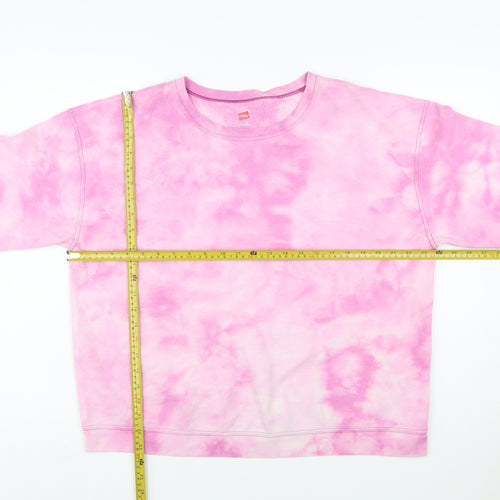 Hanes Women Pink Tie Dye Pullover Sweatshirt XL Cotton Casual