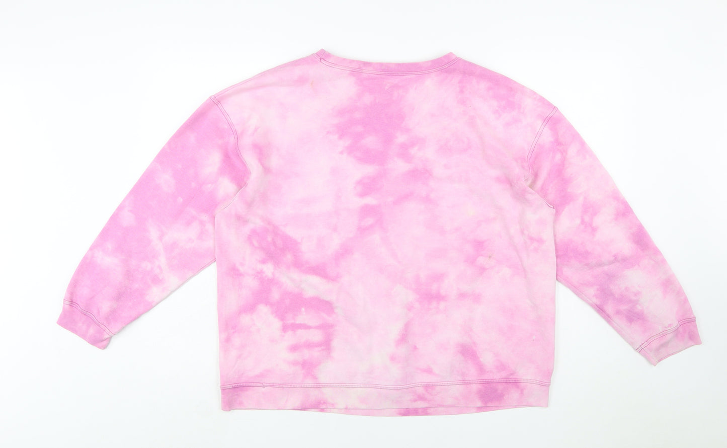 Hanes Women Pink Tie Dye Pullover Sweatshirt XL Cotton Casual