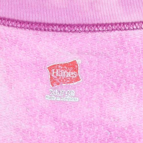 Hanes Women Pink Tie Dye Pullover Sweatshirt XL Cotton Casual