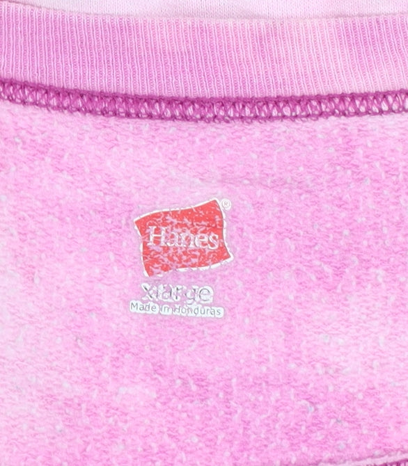 Hanes Women Pink Tie Dye Pullover Sweatshirt XL Cotton Casual