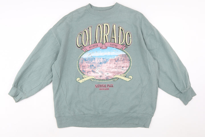 Primark Women’s Green Colorado Graphic Pullover Sweatshirt Size S 10-12