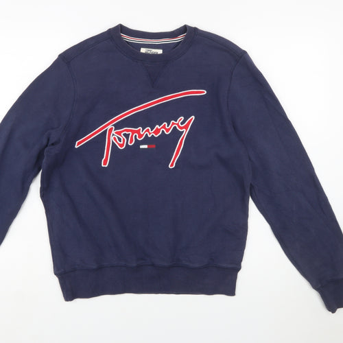 Tommy Hilfiger Men’s Blue Crew Neck Logo Pullover Sweatshirt Size S