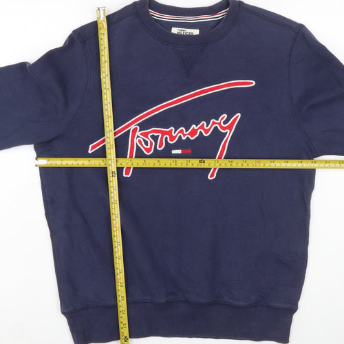 Tommy Hilfiger Men’s Blue Crew Neck Logo Pullover Sweatshirt Size S