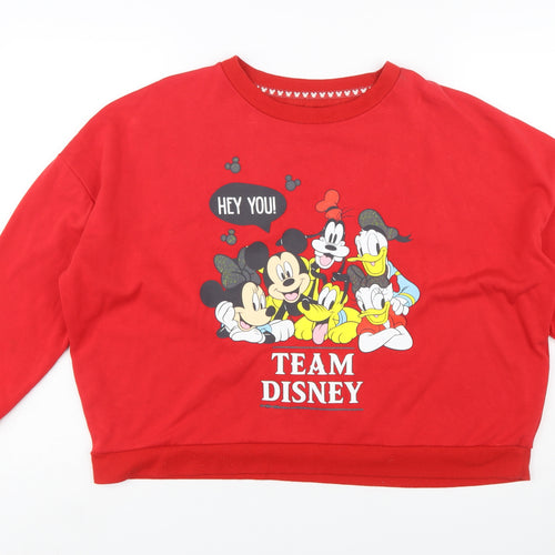 Disney Love to Lounge Womens Red Team Disney Sweatshirt L 14/16