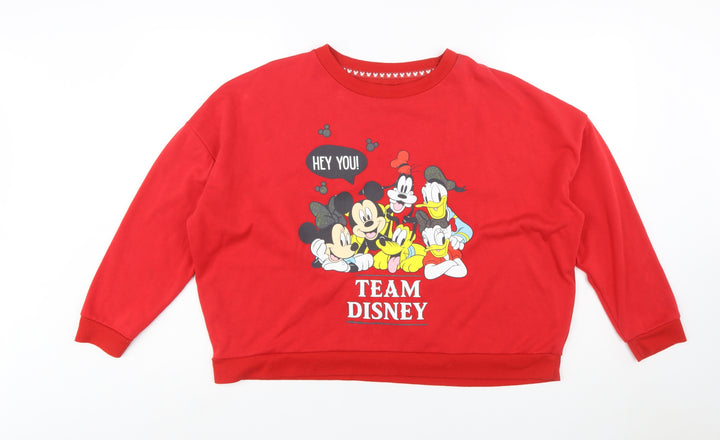 Disney Love to Lounge Womens Red Team Disney Sweatshirt L 14/16