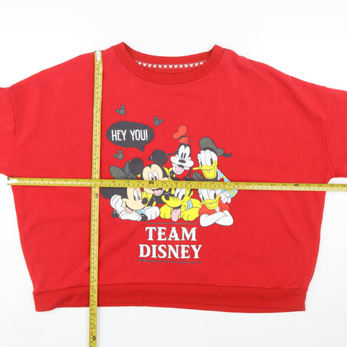 Disney Love to Lounge Womens Red Team Disney Sweatshirt L 14/16