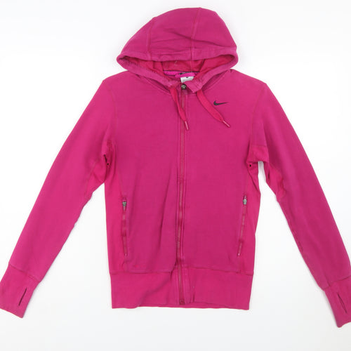 Nike Womens Pink Full Zip Hoodie Small Dri-Fit Cotton Blend