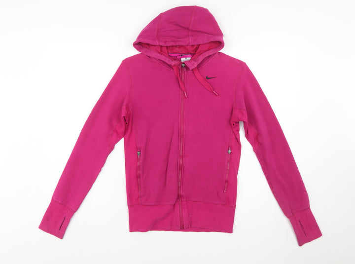 Nike Womens Pink Full Zip Hoodie Small Dri-Fit Cotton Blend