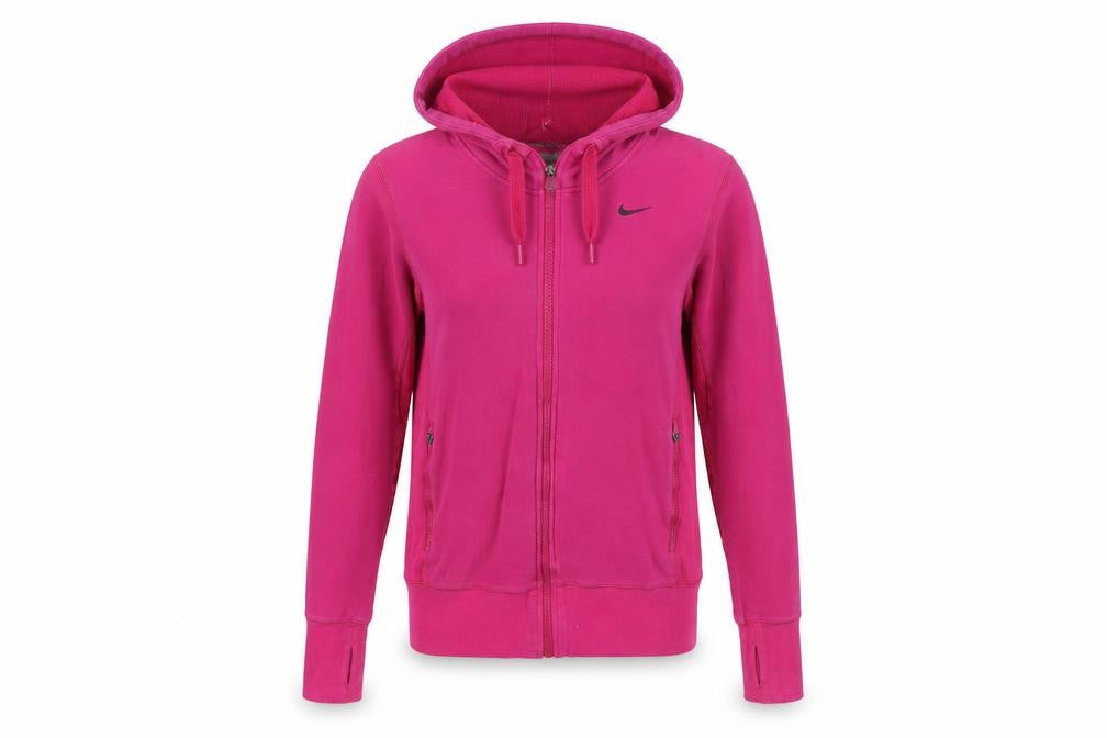 Nike Womens Pink Full Zip Hoodie Small Dri-Fit Cotton Blend