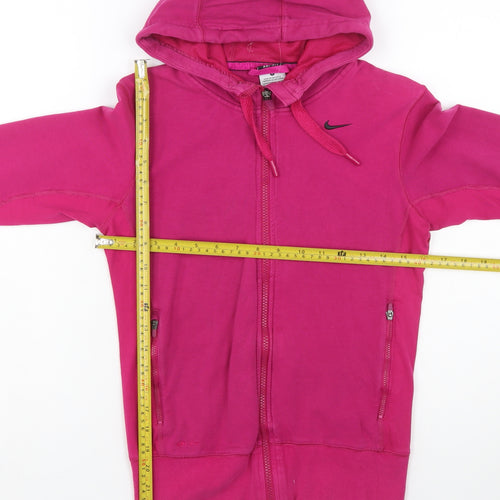 Nike Womens Pink Full Zip Hoodie Small Dri-Fit Cotton Blend