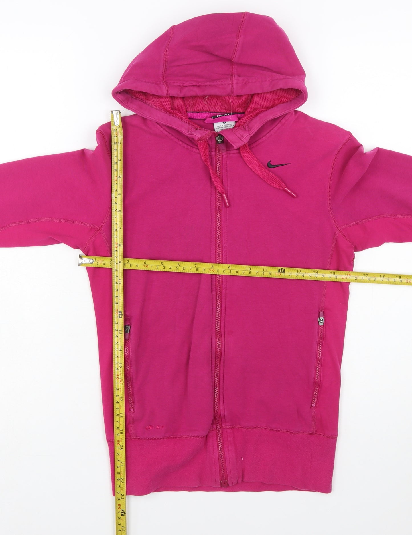 Nike Womens Pink Full Zip Hoodie Small Dri-Fit Cotton Blend