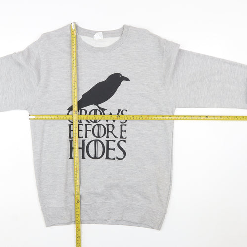 AWDis Men's Grey Graphic Pullover Sweatshirt Size S