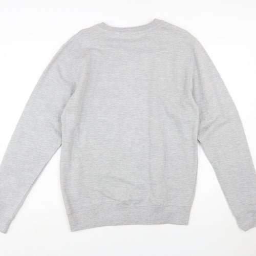 AWDis Men's Grey Graphic Pullover Sweatshirt Size S