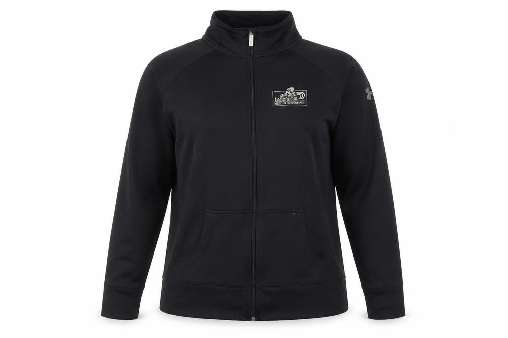 Front view of Under Armour Women Black XL Full Zip Sweatshirt Polyester All Seasons