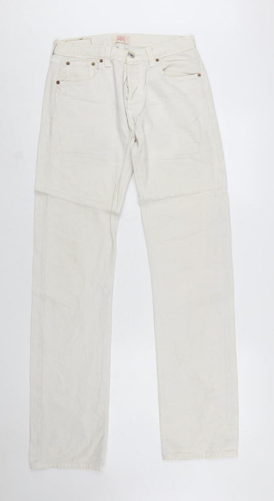 Levi's 501 Men's Ivory Straight Jeans 29x34 Cotton Denim