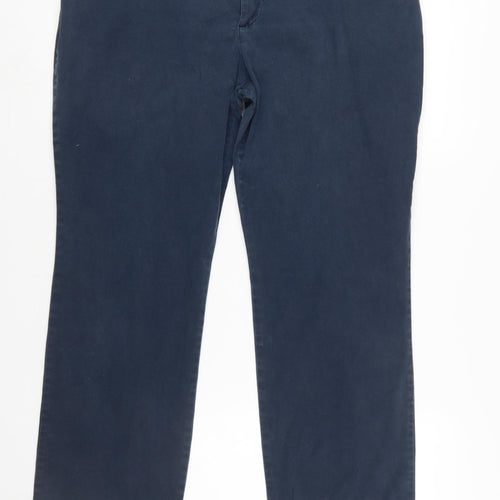 Lee Women's Blue Chino Straight Leg Relaxed Fit Mid Rise Trousers Size 16