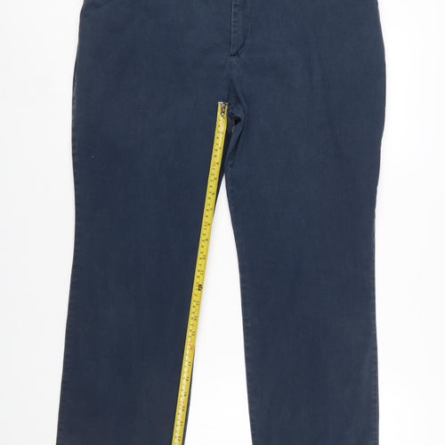 Lee Women's Blue Chino Straight Leg Relaxed Fit Mid Rise Trousers Size 16