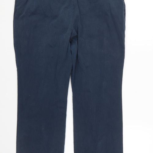 Lee Women's Blue Chino Straight Leg Relaxed Fit Mid Rise Trousers Size 16