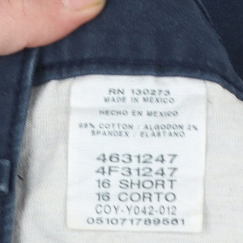 Lee Women's Blue Chino Straight Leg Relaxed Fit Mid Rise Trousers Size 16