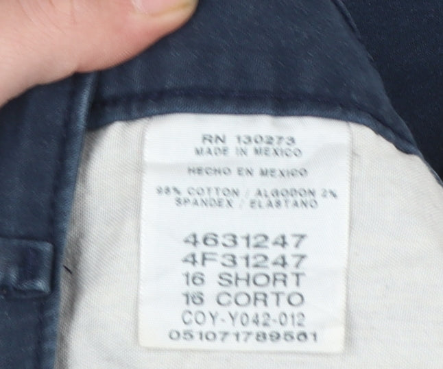 Lee Women's Blue Chino Straight Leg Relaxed Fit Mid Rise Trousers Size 16