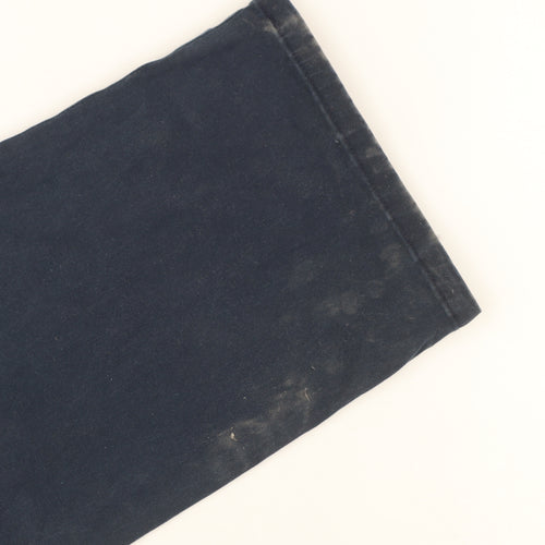 Lee Women's Blue Chino Straight Leg Relaxed Fit Mid Rise Trousers Size 16