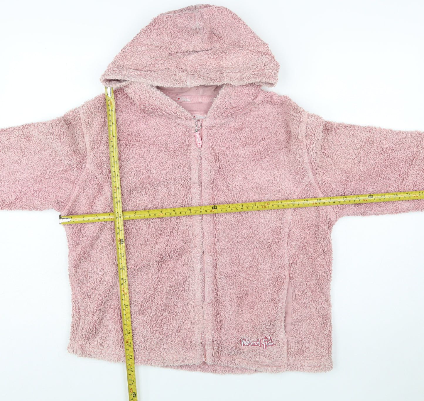 Weird Fish Womens Pink Full Zip Hoodie Size M 100% Cotton Fleece Jacket