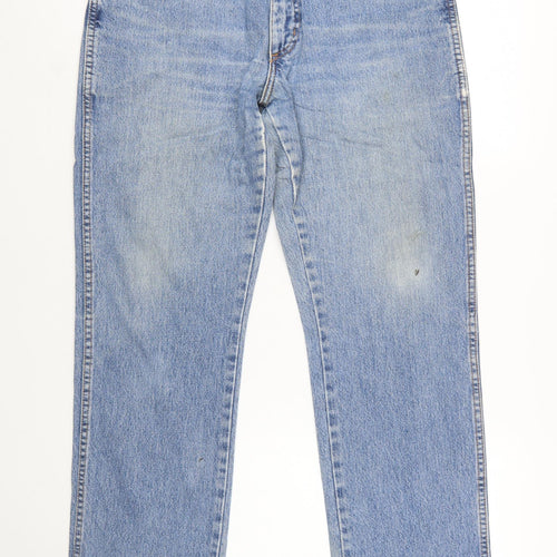 Wrangler Men's Blue Straight Denim Jeans 34x30 Mid Rise