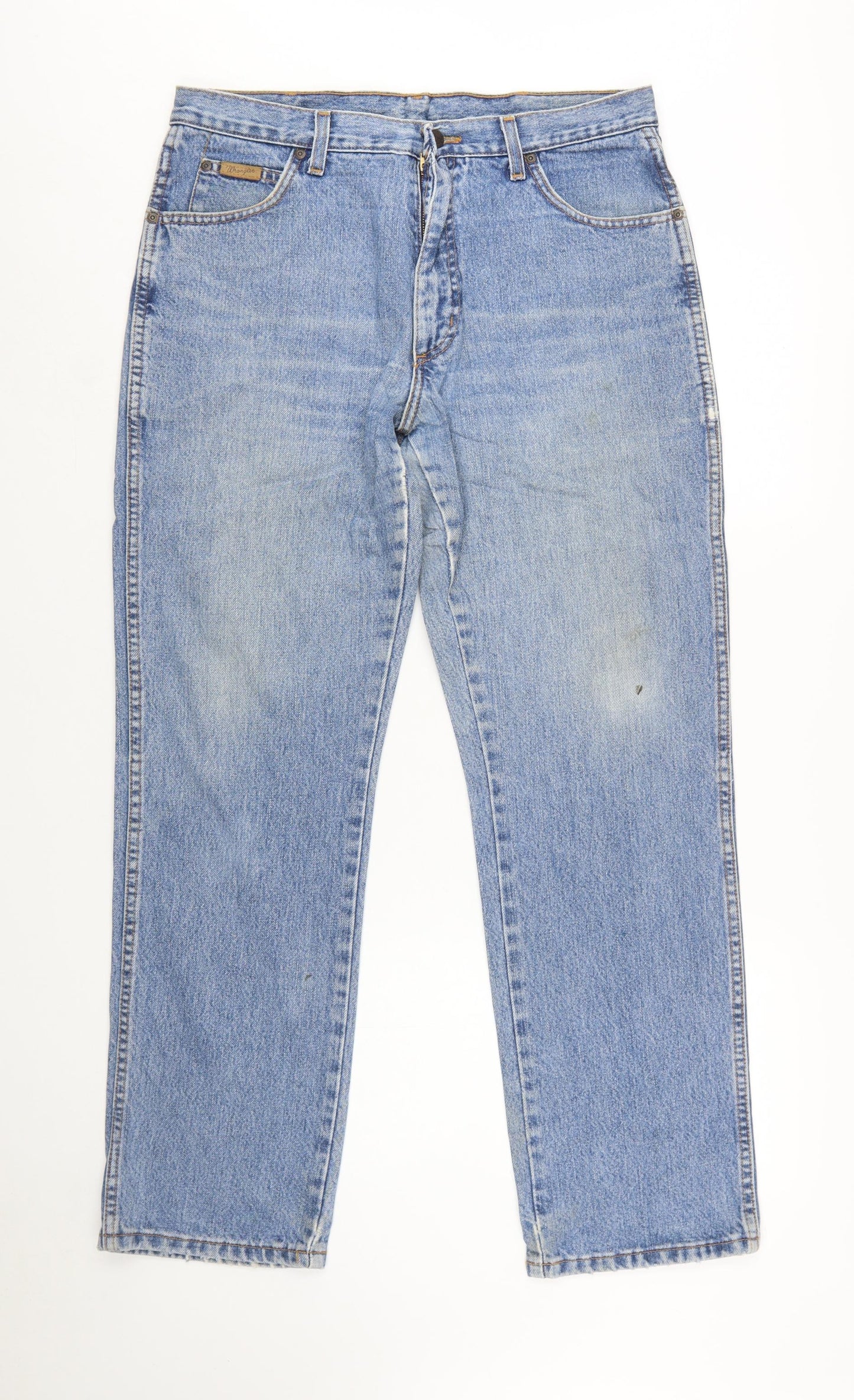 Wrangler Men's Blue Straight Denim Jeans 34x30 Mid Rise