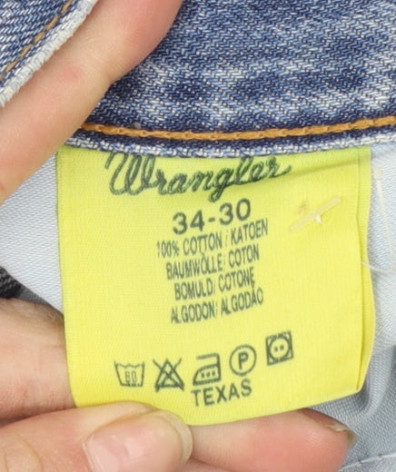 Wrangler Men's Blue Straight Denim Jeans 34x30 Mid Rise