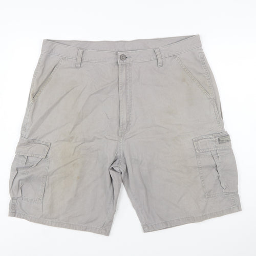 Wrangler Mens Grey Cargo Shorts 38 Regular Cotton Canvas Workwear